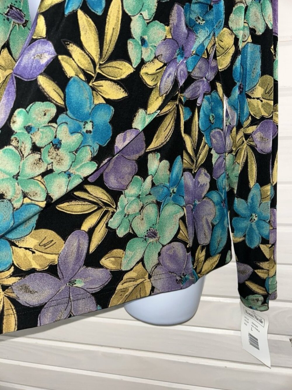 VTG NWT Ronni Nicole Sz LARGE Tropical Floral Open Front Jacket Cardigan TRAVEL - Picture 5 of 11